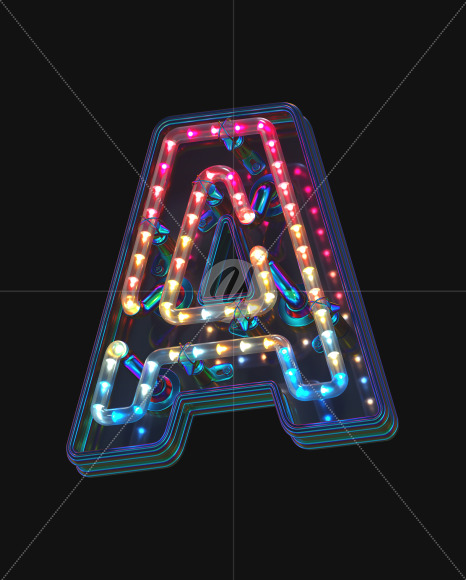 Letter A from LED alphabet on Yellow Images Creative Fonts - S70471