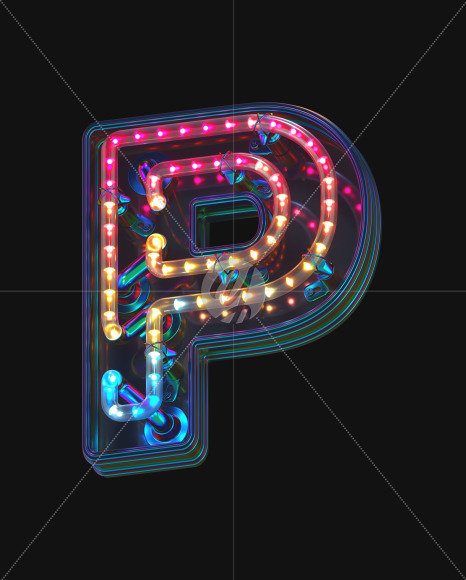 Letter P from LED alphabet on Yellow Images Creative Fonts - S70486