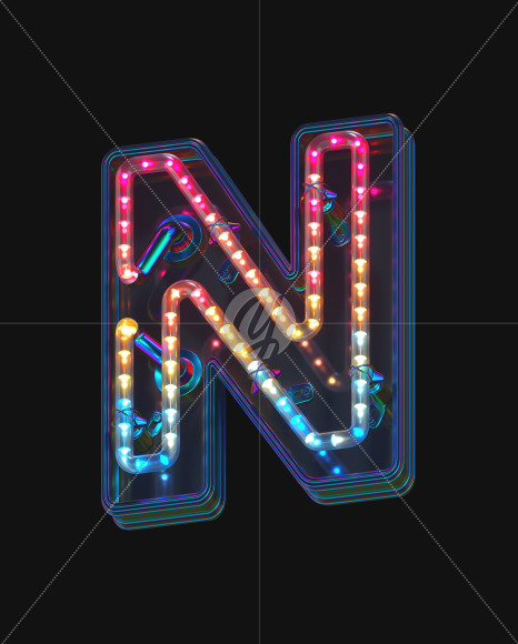 Letter N from LED alphabet on Yellow Images Creative Fonts - S70484