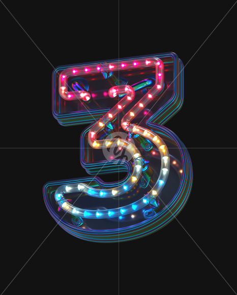 3 from LED alphabet on Yellow Images Creative Fonts - S70500