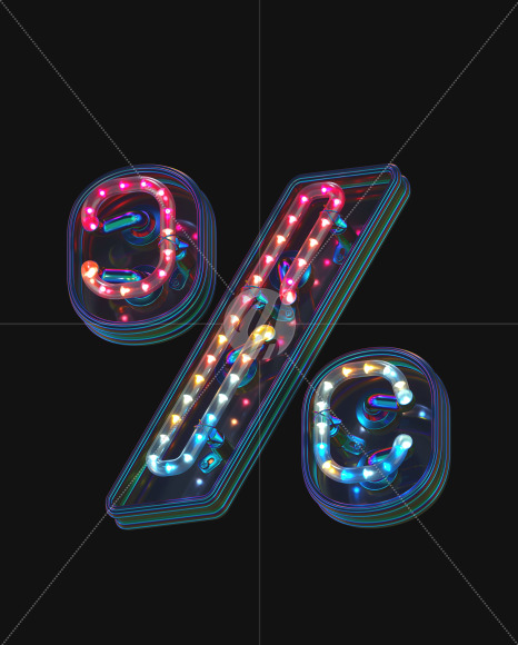 Percent from LED alphabet on Yellow Images Creative Fonts - S70509