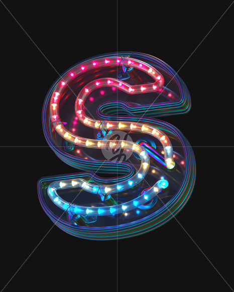 Letter S from LED alphabet on Yellow Images Creative Fonts - S70489