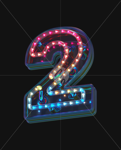 2 from LED alphabet on Yellow Images Creative Fonts - S70499