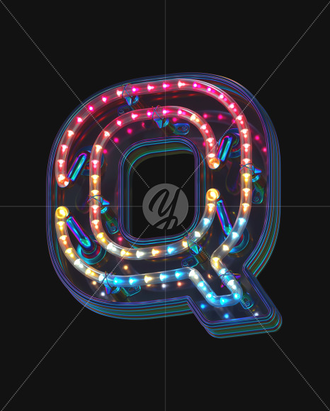 Letter Q from LED alphabet on Yellow Images Creative Fonts - S70487