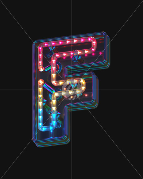 Letter F from LED alphabet on Yellow Images Creative Fonts - S70476