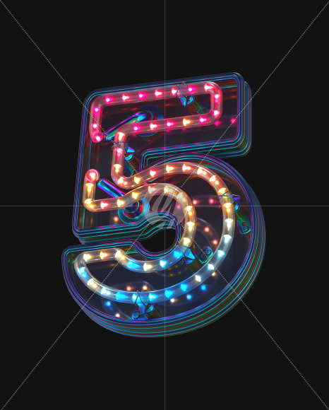 5 from LED alphabet on Yellow Images Creative Fonts - S70502