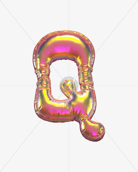 Letter Q from Golden Balloon alphabet on Yellow Images Creative Fonts - S70545