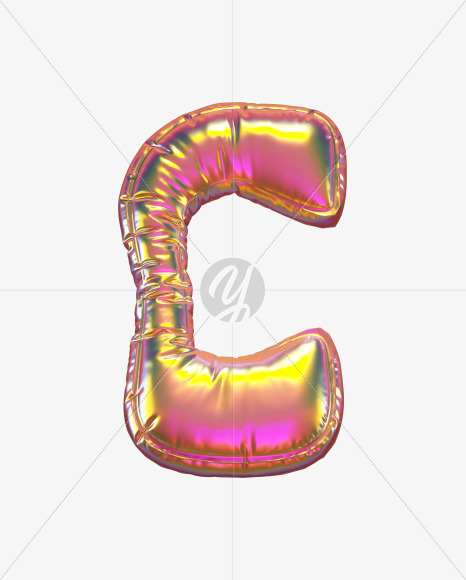 Letter C from Golden Balloon alphabet on Yellow Images Creative Fonts - S70517