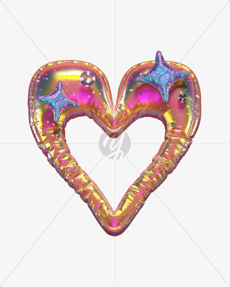 Heart with star from Golden Balloon alphabet on Yellow Images Creative Fonts - S70594