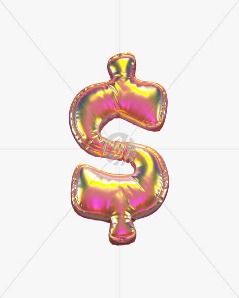 Dollar from Golden Balloon alphabet on Yellow Images Creative Fonts - S70589