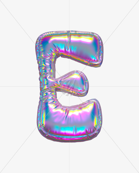 Letter E from Holographic Ballooon alphabet on Yellow Images Creative Fonts - S70606