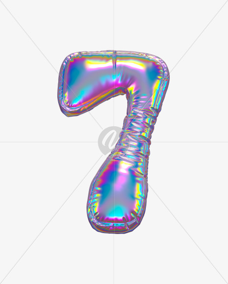 7 from Holographic Ballooon alphabet on Yellow Images Creative Fonts - S70664