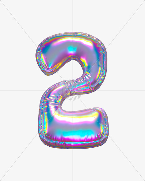 2 from Holographic Ballooon alphabet on Yellow Images Creative Fonts - S70654