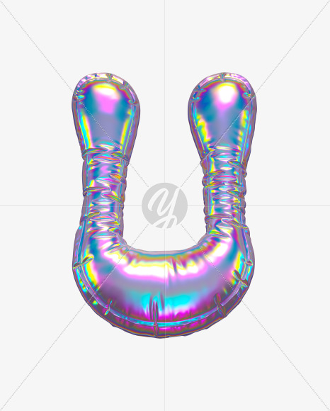 Letter U from Holographic Ballooon alphabet on Yellow Images Creative Fonts - S70638