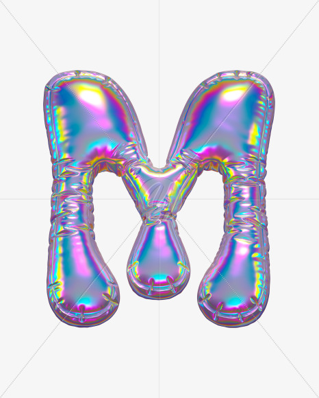 Letter M from Holographic Ballooon alphabet on Yellow Images Creative Fonts - S70622