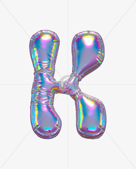 Letter K from Holographic Ballooon alphabet on Yellow Images Creative Fonts - S70618