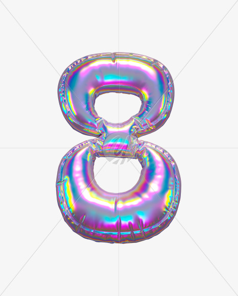 8 from Holographic Ballooon alphabet on Yellow Images Creative Fonts - S70666