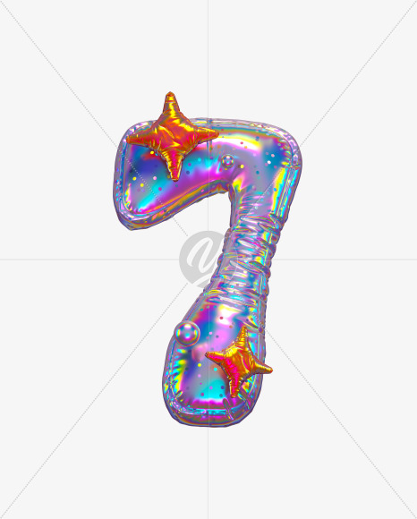 7 with star from Holographic Ballooon alphabet on Yellow Images Creative Fonts - S70665