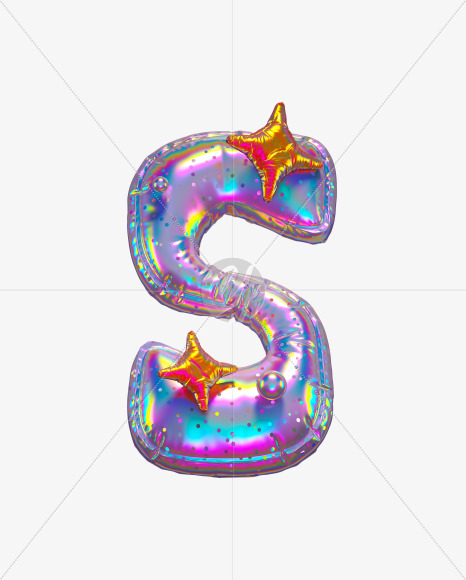 S with star from Holographic Ballooon alphabet on Yellow Images Creative Fonts - S70635