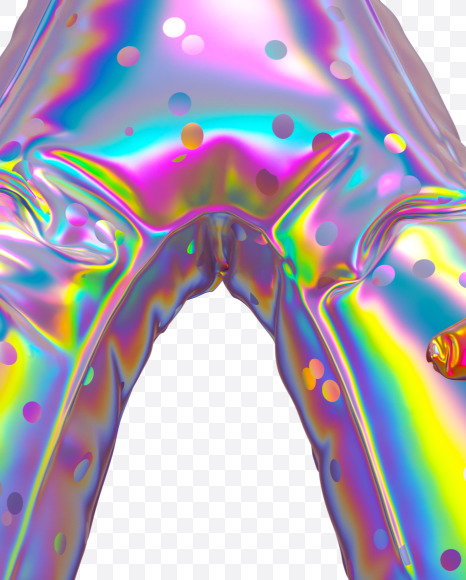W with star from Holographic Ballooon alphabet on Yellow Images Creative Fonts - S70643