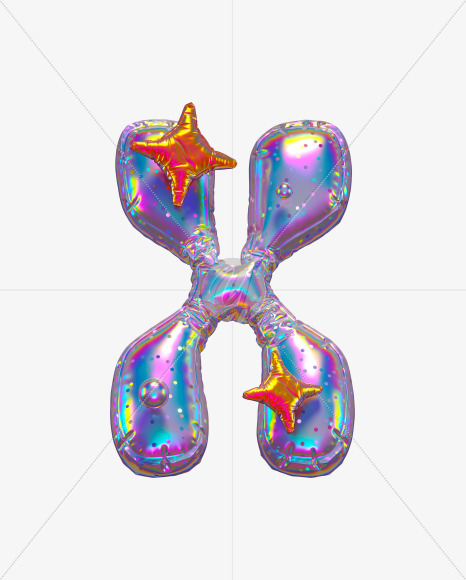 X with star from Holographic Ballooon alphabet on Yellow Images Creative Fonts - S70645