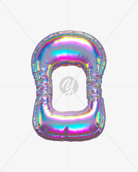 Letter O from Holographic Ballooon alphabet on Yellow Images Creative Fonts - S70626