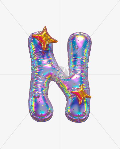 N with star from Holographic Ballooon alphabet on Yellow Images Creative Fonts - S70625