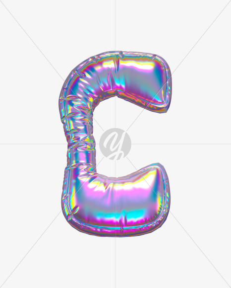 Letter C from Holographic Ballooon alphabet on Yellow Images Creative Fonts - S70602