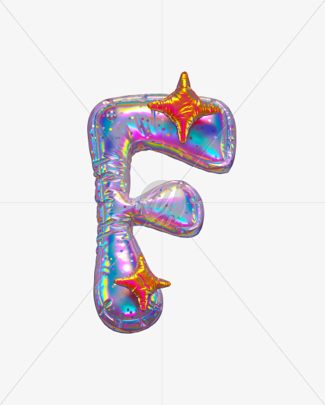 F with star from Holographic Ballooon alphabet on Yellow Images Creative Fonts - S70609