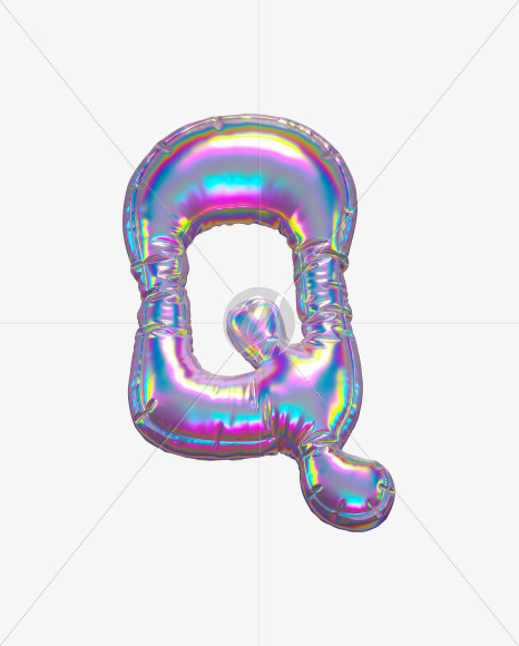 Letter Q from Holographic Ballooon alphabet on Yellow Images Creative Fonts - S70630