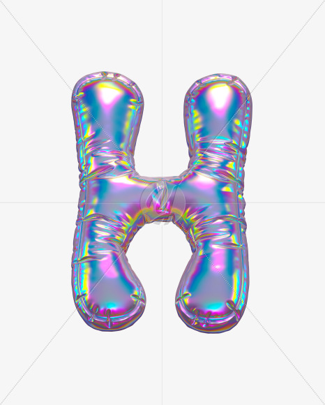 Letter H from Holographic Ballooon alphabet on Yellow Images Creative Fonts - S70612