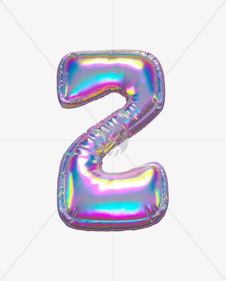 Letter Z from Holographic Ballooon alphabet on Yellow Images Creative Fonts - S70648