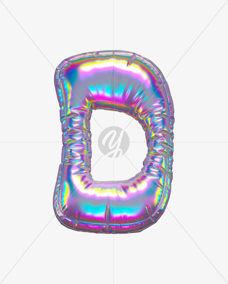 Letter D from Holographic Ballooon alphabet on Yellow Images Creative Fonts - S70604