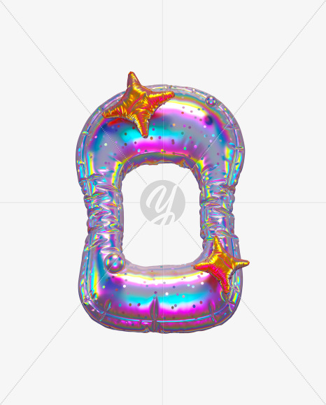 O with star from Holographic Ballooon alphabet on Yellow Images Creative Fonts - S70627