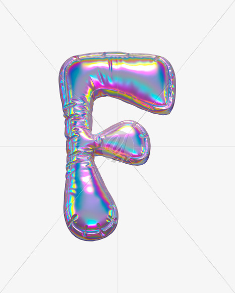 Letter F from Holographic Ballooon alphabet on Yellow Images Creative Fonts - S70608