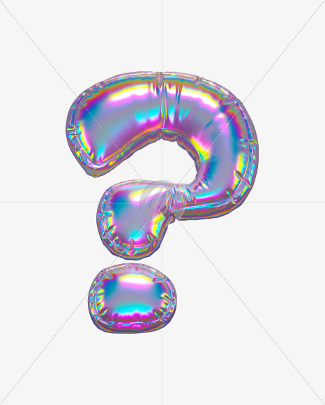 question from Holographic Ballooon alphabet on Yellow Images Creative Fonts - S70676