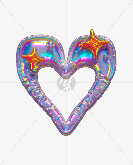 heart with star from Holographic Ballooon alphabet on Yellow Images Creative Fonts - S70673