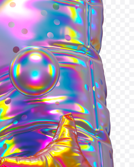 4 with star from Holographic Ballooon alphabet on Yellow Images Creative Fonts - S70659