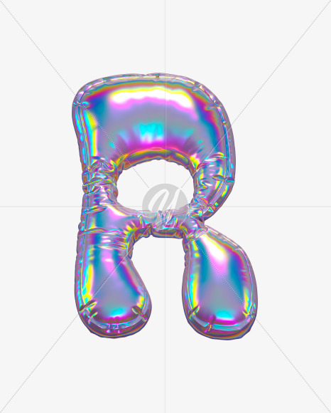 Letter R from Holographic Ballooon alphabet on Yellow Images Creative Fonts - S70632