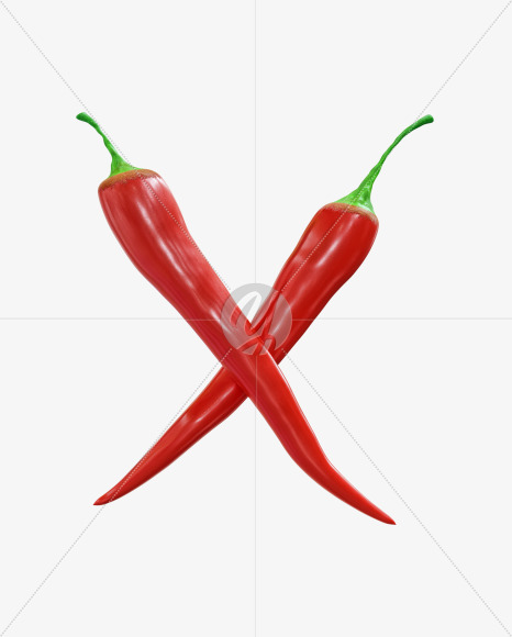 Letter X from Red chilli pepper alphabet on Yellow Images Creative Fonts - S70843