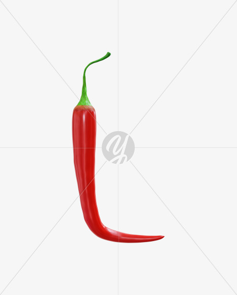 Letter L from Red chilli pepper alphabet on Yellow Images Creative Fonts - S70831