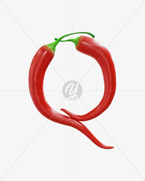 Letter Q from Red chilli pepper alphabet on Yellow Images Creative Fonts - S70836