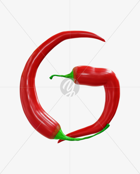 Letter G from Red chilli pepper alphabet on Yellow Images Creative Fonts - S70826