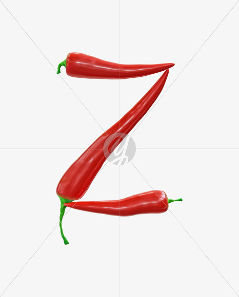 Letter Z from Red chilli pepper alphabet on Yellow Images Creative Fonts - S70845