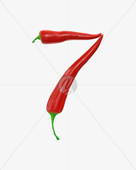 7 from Red chilli pepper alphabet on Yellow Images Creative Fonts - S70853