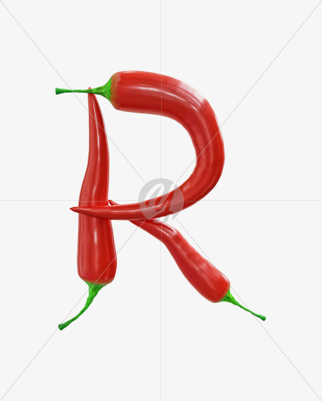 Letter R from Red chilli pepper alphabet on Yellow Images Creative Fonts - S70837