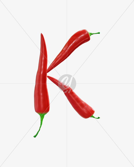 Letter K from Red chilli pepper alphabet on Yellow Images Creative Fonts - S70830