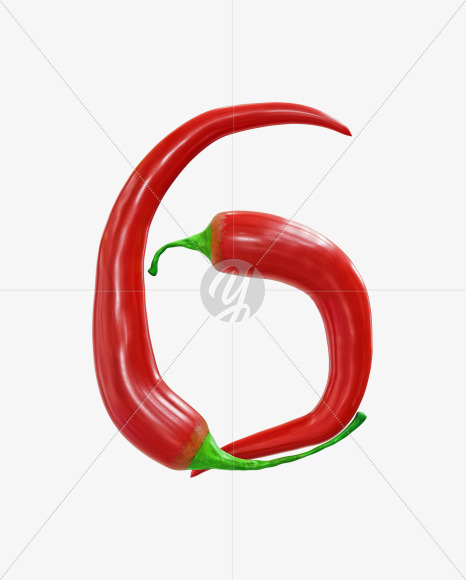 6 from Red chilli pepper alphabet on Yellow Images Creative Fonts - S70852