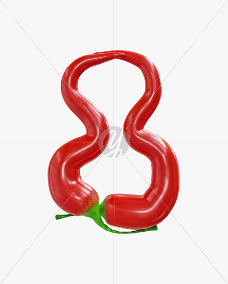 8 from Red chilli pepper alphabet on Yellow Images Creative Fonts - S70854