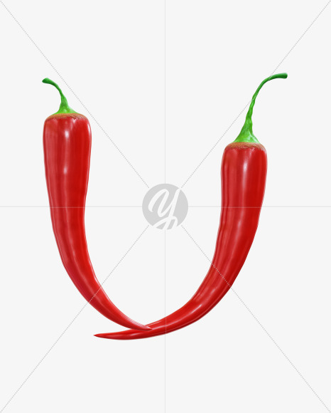 Letter U from Red chilli pepper alphabet on Yellow Images Creative Fonts - S70840